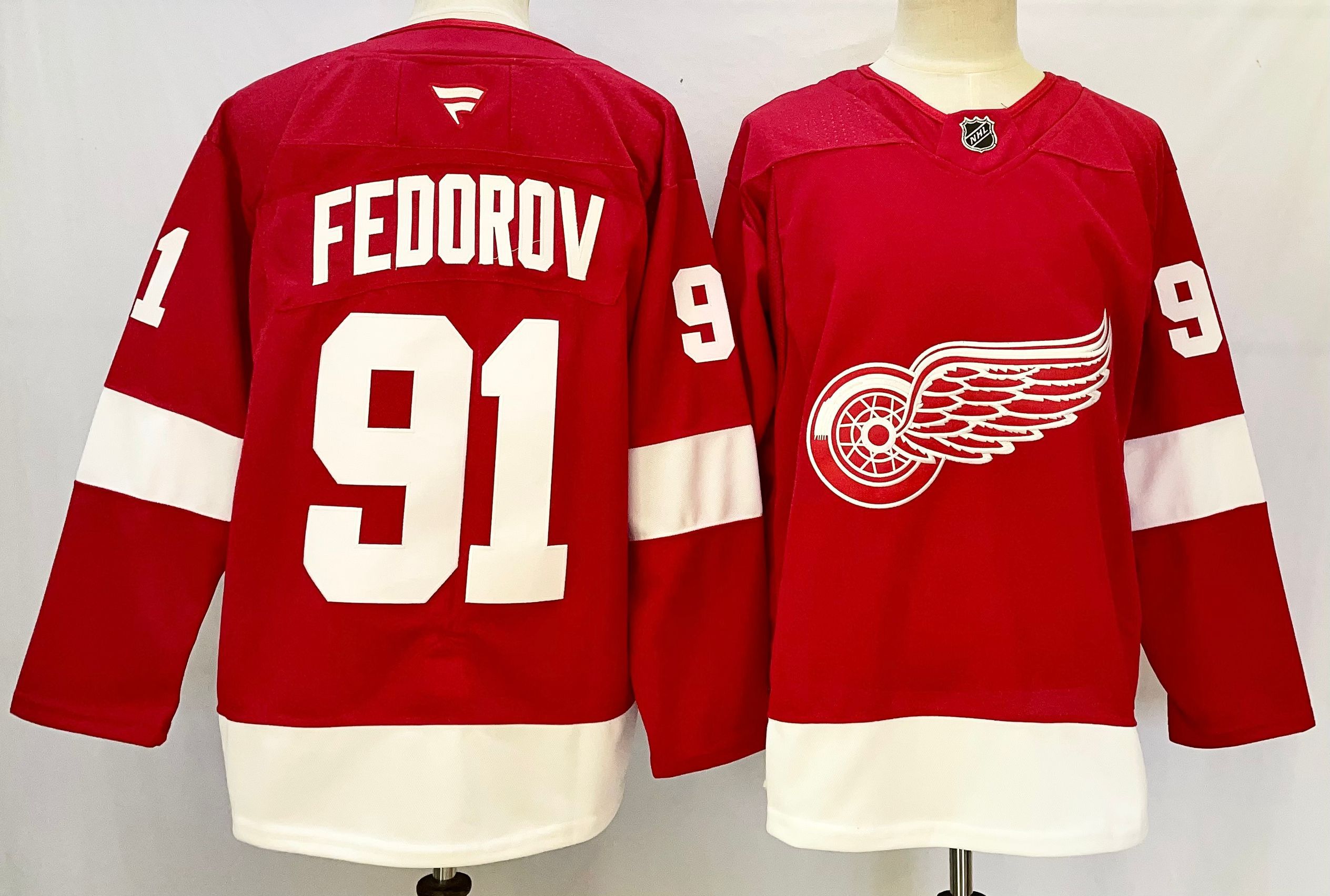 Men Detroit Red Wings #91 Fedorov Red 2025 Home Premier Player NHL Jersey